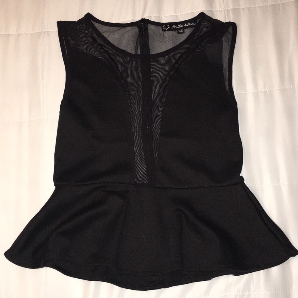 For Love And Lemons 💕🍋 Black Sheer Peplum Top