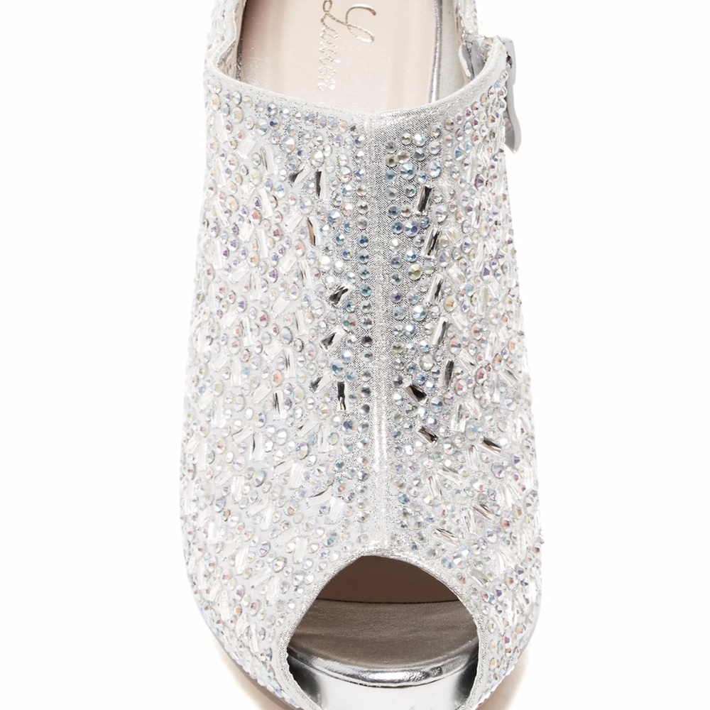 Lauren Lorraine Etra Peep Toe Bootie 8.5 Silver - Picture 3 of 3