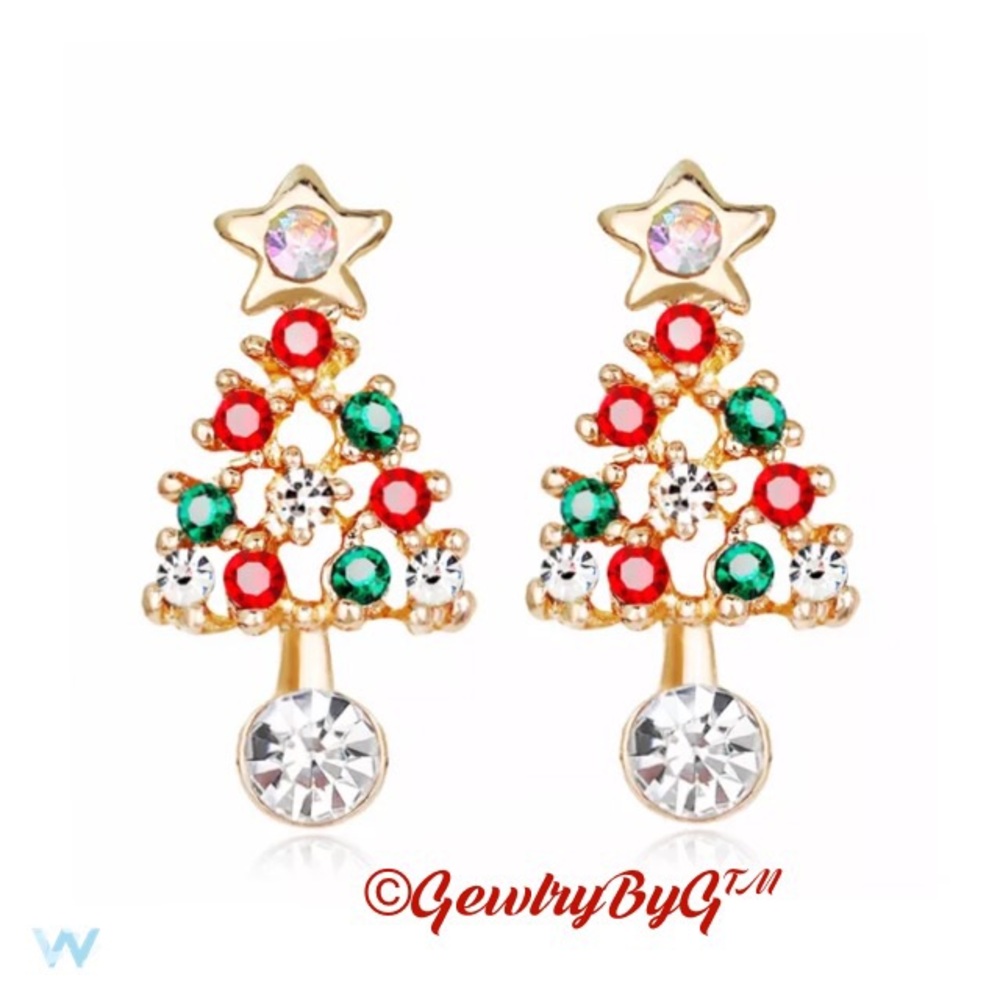🎄Christmas Tree Crystal Stud Earrings.