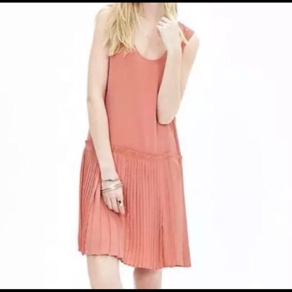 Banana Republic Coral Pleated Drop Waist Dress