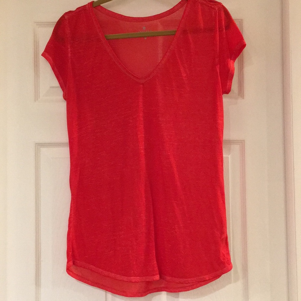 Athleta Red Burnout Tee