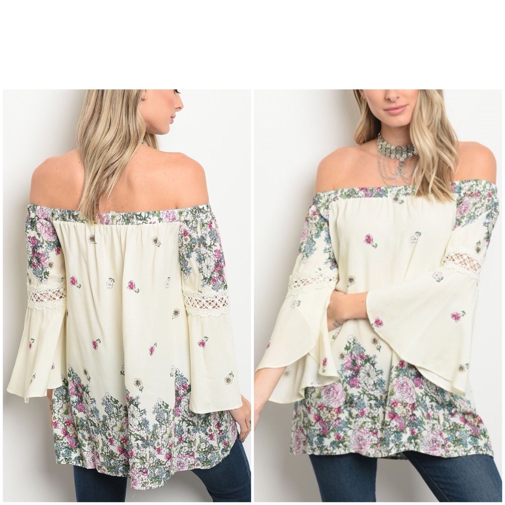 Off the Shoulder Floral Top - Picture 2 of 4