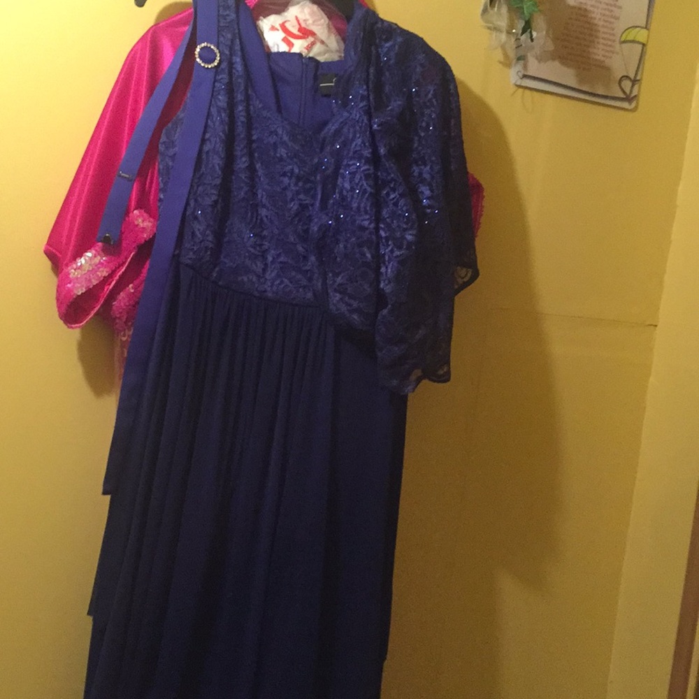 Blue dress with belt