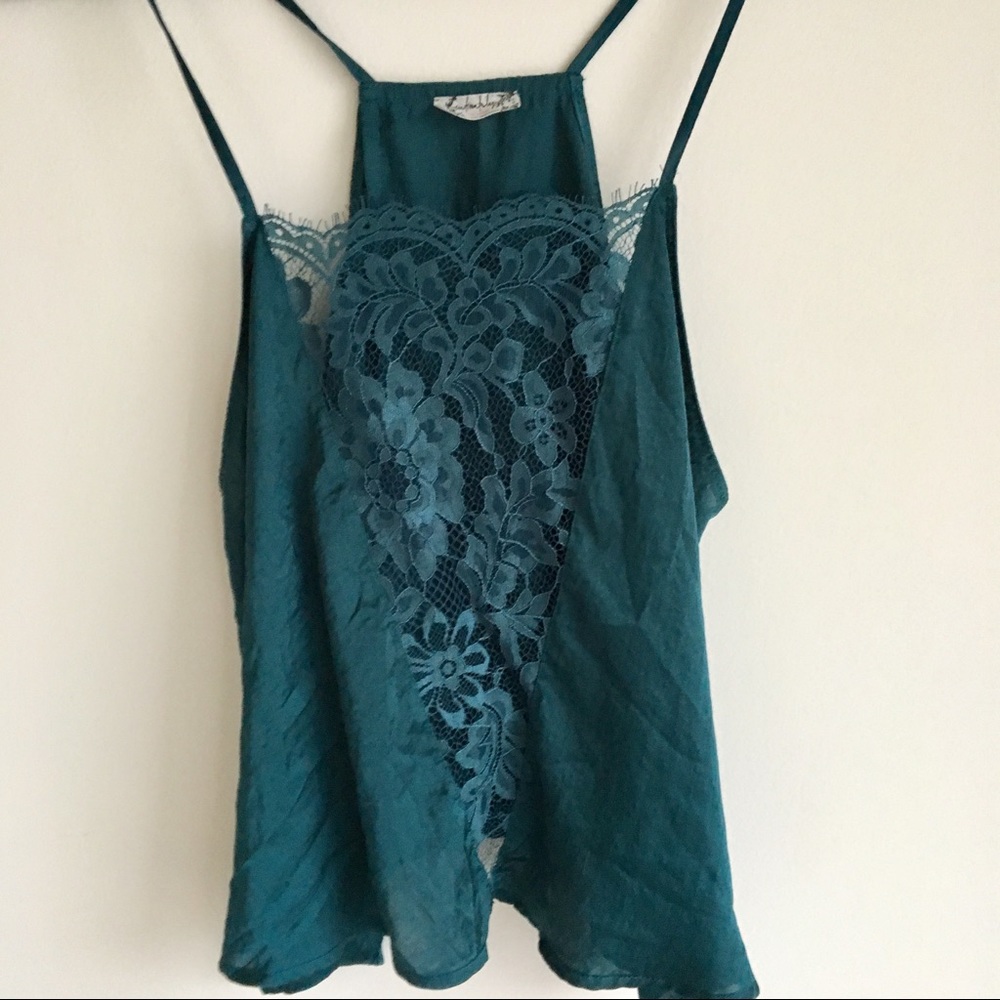 Lace silk tank