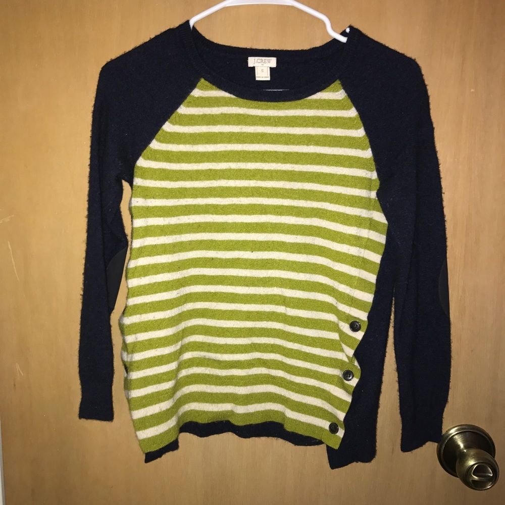 J crew button side striped sweater