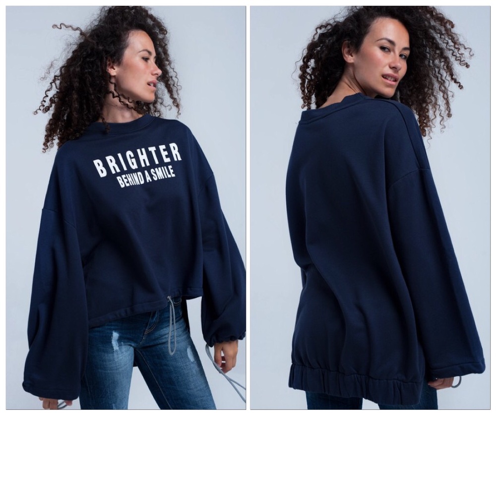 🆕Navy Blue Brighter Behind A Smile Sweatshirt