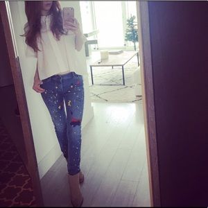 Alice + Olivia paint splatter denim