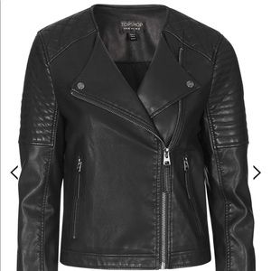 Topshop Quilted Faux Leather Jacket PETITE