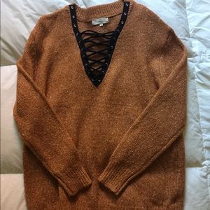 Oversized lace up sweater