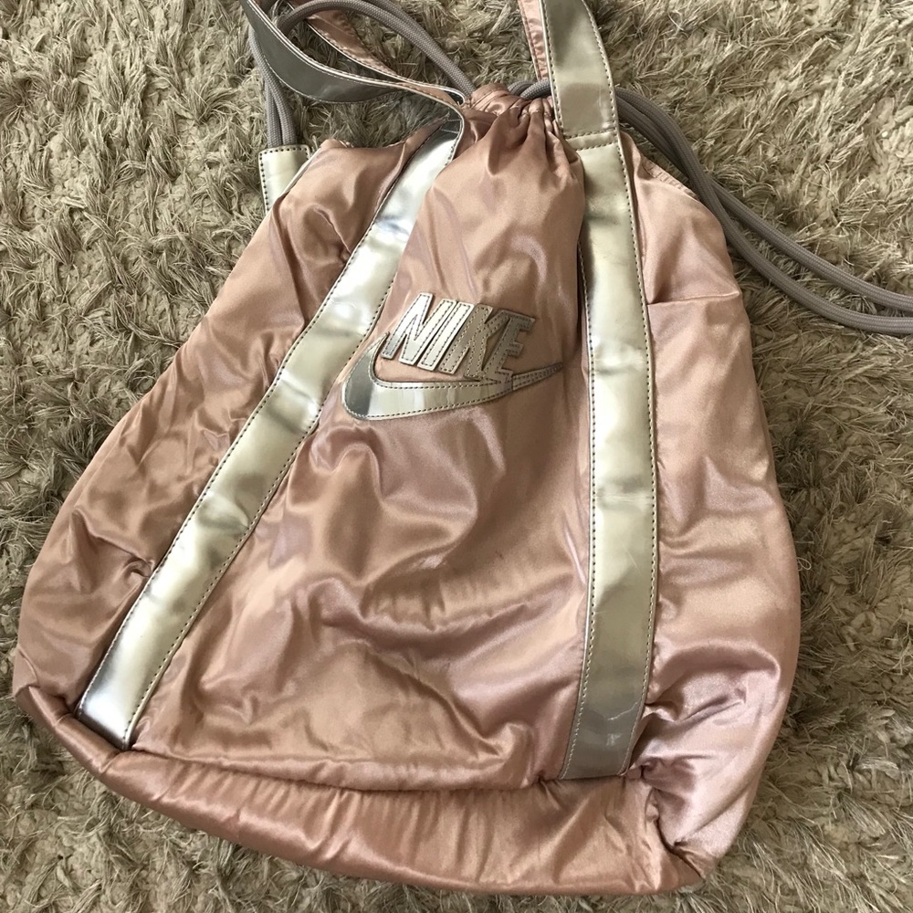 Pink Satin Nike Draw-String Bag