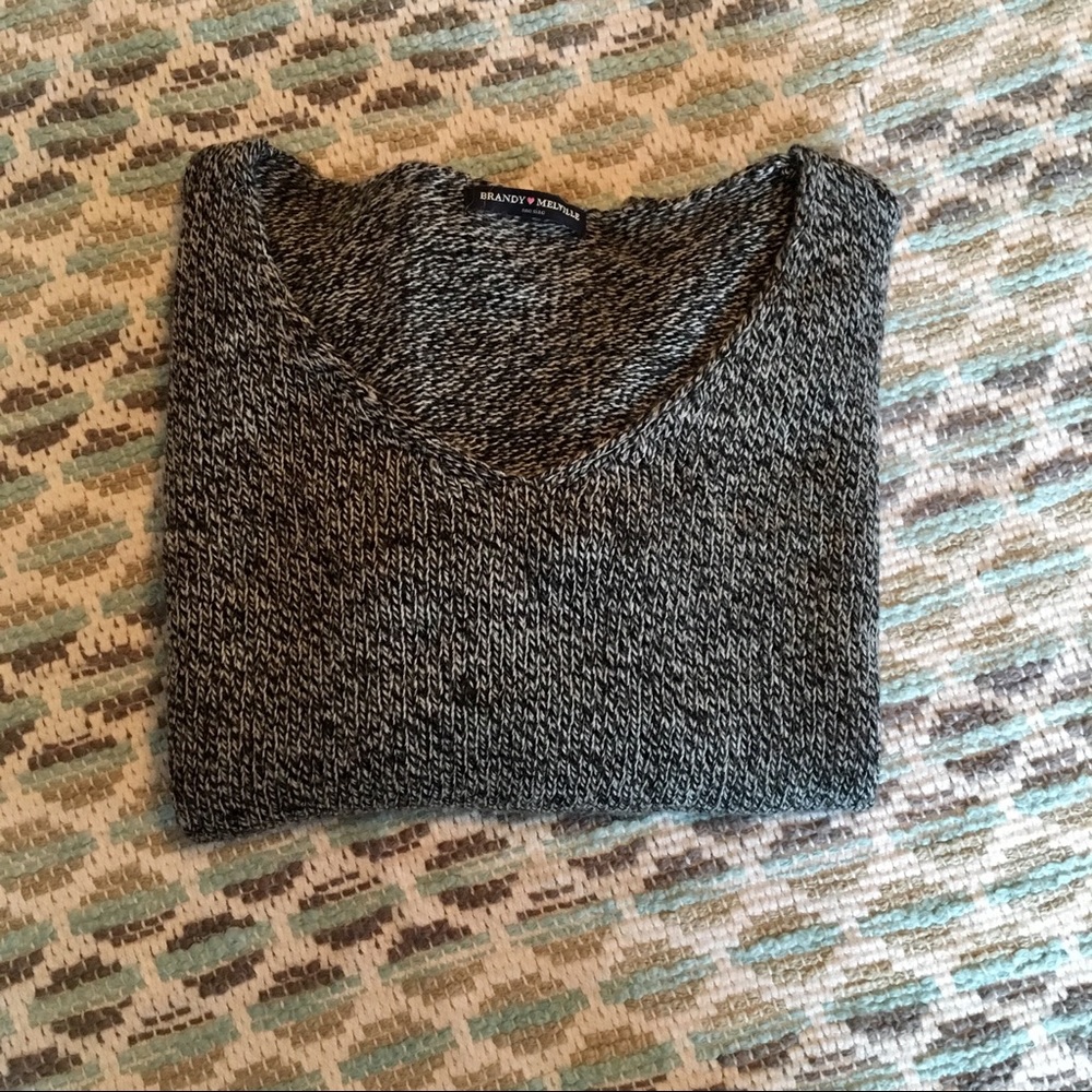 Brandy Melville marled black and white sweater.