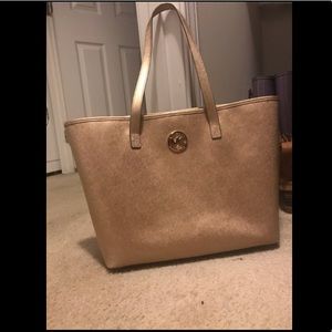 Michael Kor Metallic Gold LargeJet Set Ready Tote