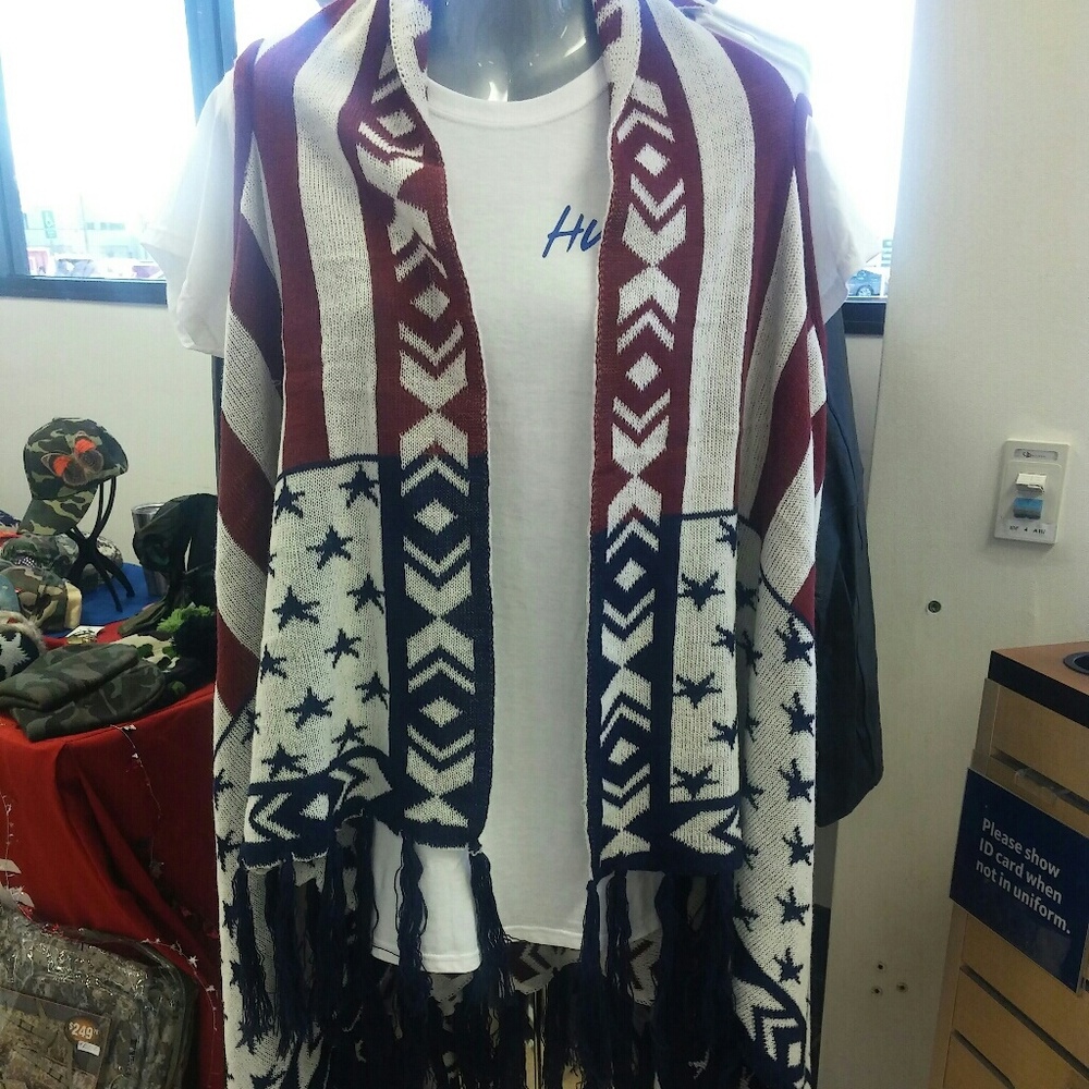 Patriotic Aztec long sweater vest