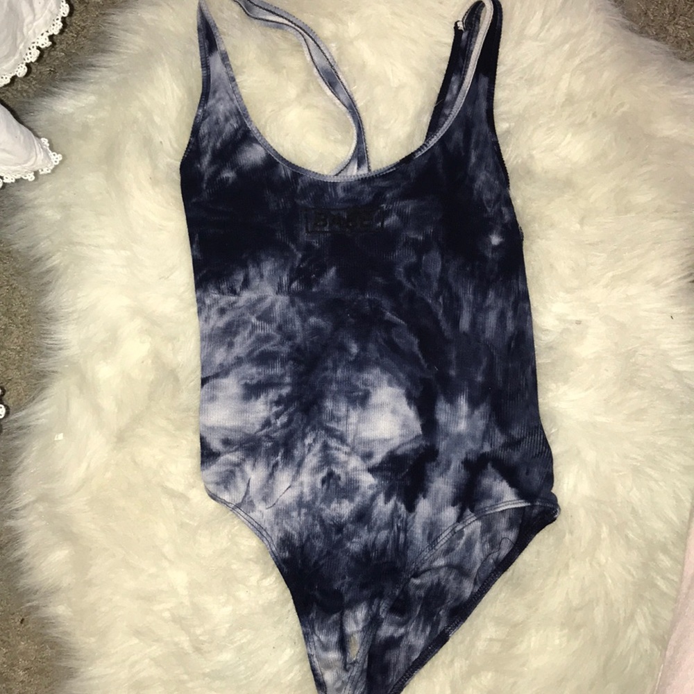 Ribbed blue Tie die body suit