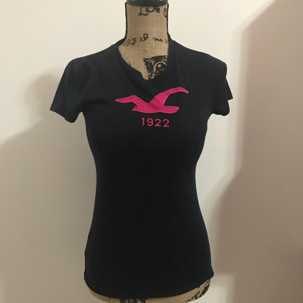 Dark blue and pink Hollister top