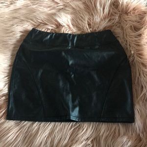 Black patent faux leather skirt