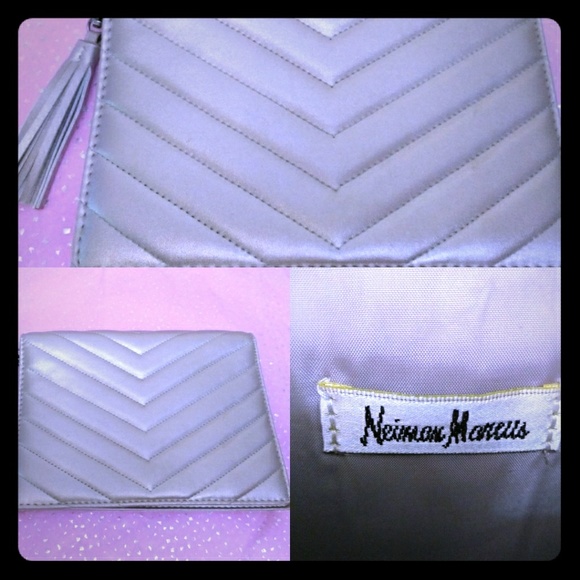 Neiman Marcus Handbags - Neiman Marcus metallic clutch handbag with tassel