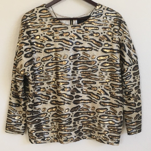 sequin animal print top