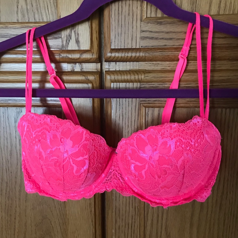 PINK - Hot Pink Date Push Up Bra - 34C
