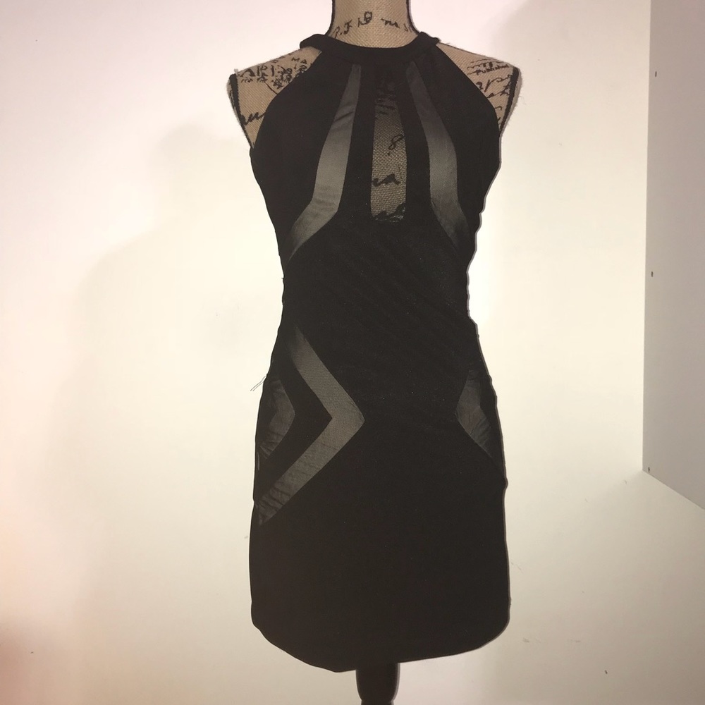 Black and Nude Mesh homecoming dress