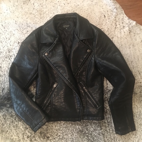 Topshop Jackets & Blazers - Toshop Vegan Black Leather jacket, 6