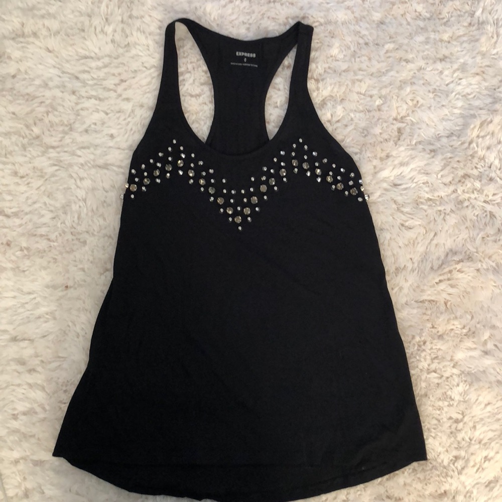Black tank top with silver beads