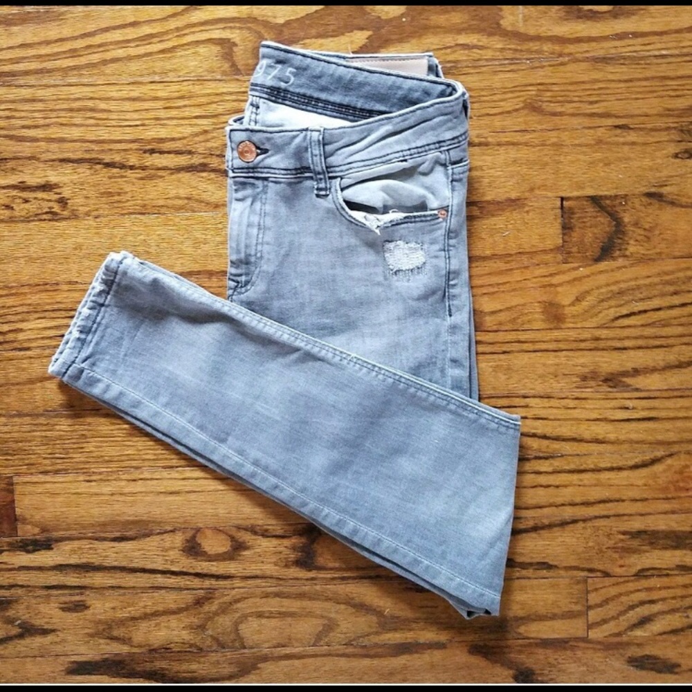 ZARA basic jeans 1975 light gray distressed skinny