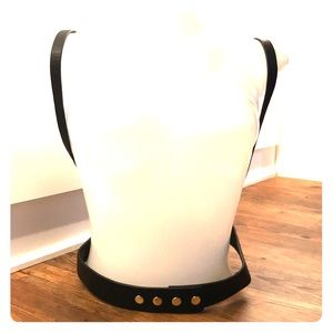 Top shop holster belt black leather w/ gold