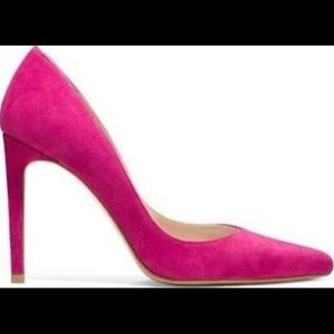 Stuart Weitzman Curvia Pump Geranium Pink Suede 9M