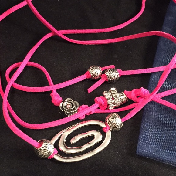 2X HOST PICK Pink Suede Wrap Tie Choker Necklace - Picture 7 of 7