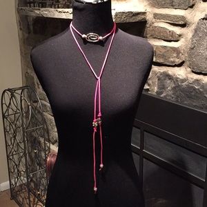 2X HOST PICK Pink Suede Wrap Tie Choker Necklace