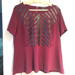 Ponte Faux Leather Peplum Top