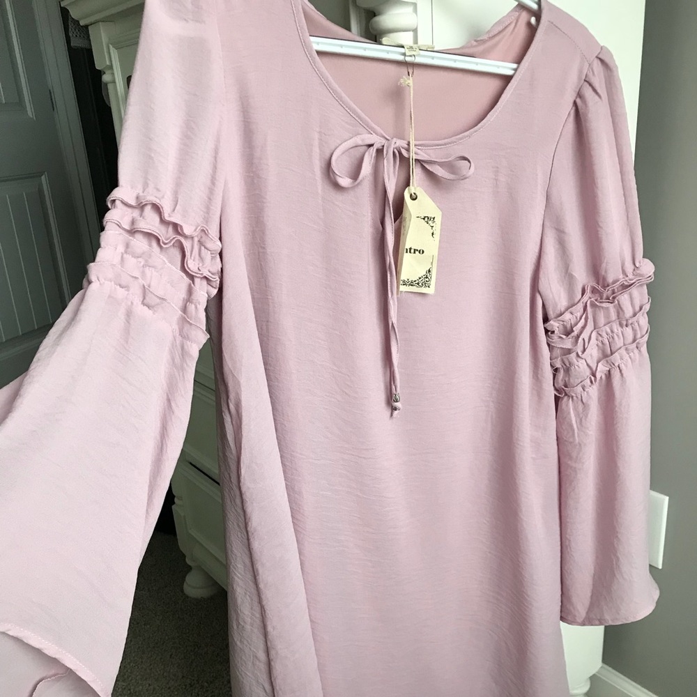 Boutique dress with bell sleeves