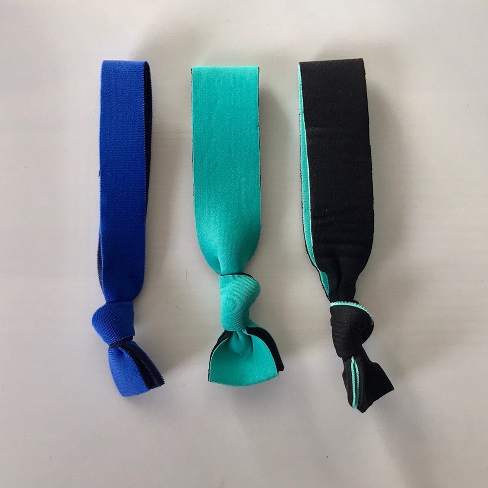 Set of 3 Creaseless Hair Ties in Blue, Black & Turquoise