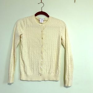 Yellow cable knit cardigan