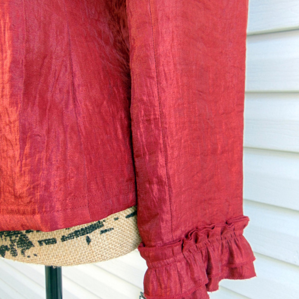 Ruby Red Ruffle Front Blazer Jacket SIZE 6 - Picture 6 of 8