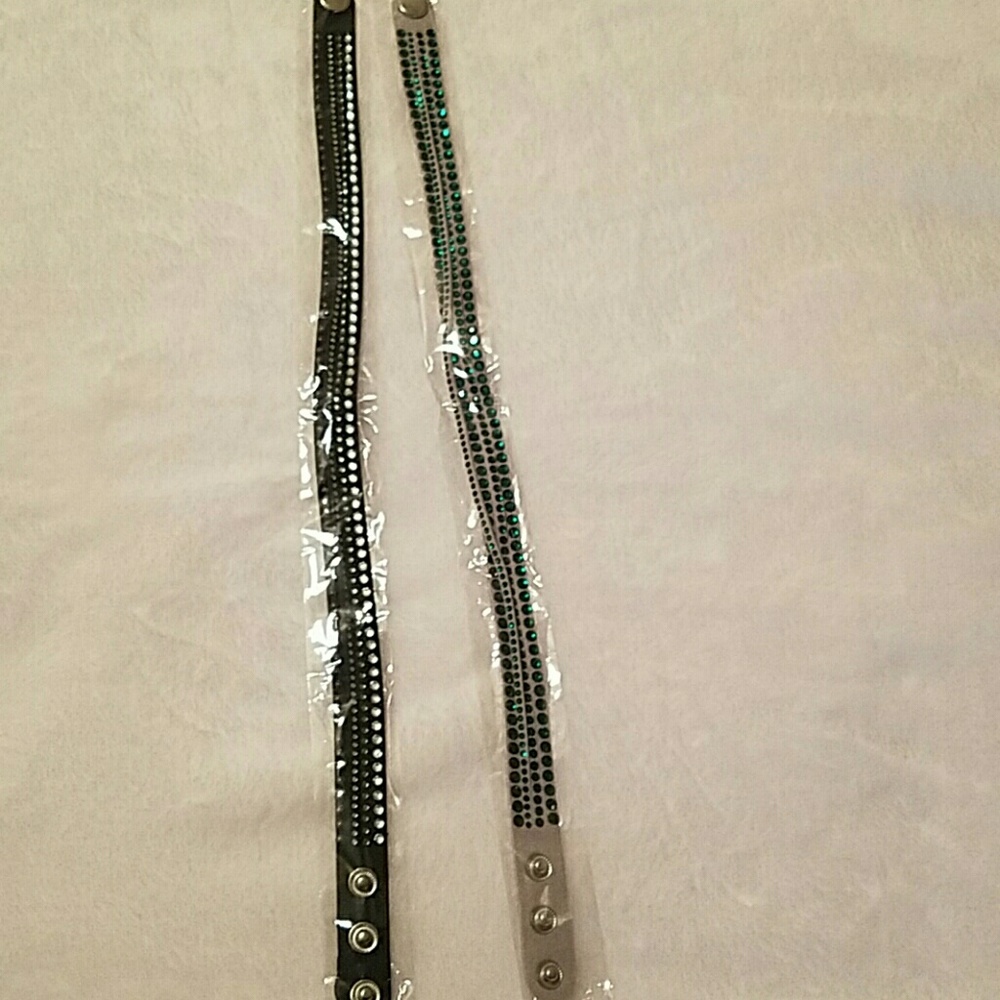 Chockers with Clear and Green Rhinestones