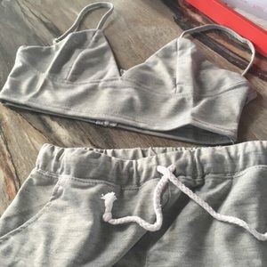 Grey 2 pcs. Cropped tank and shorts