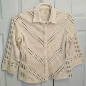 3/4 sleeve striped button down shirt