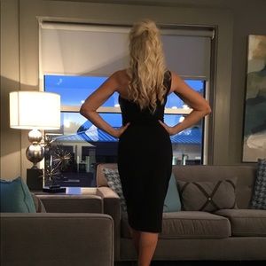 Susana Monaco Black Asymmetrical Neckline Dress