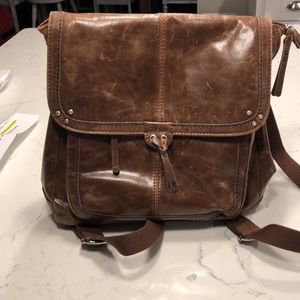 Brown leather “thesak” backpack/ crossbody