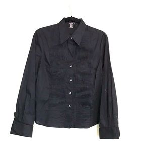 BCBG Maxazria black tuxedo button down