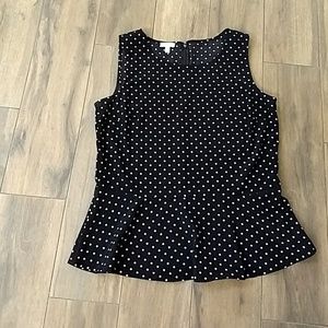 Talbots Sleeveless Polka Dot Peplum Top