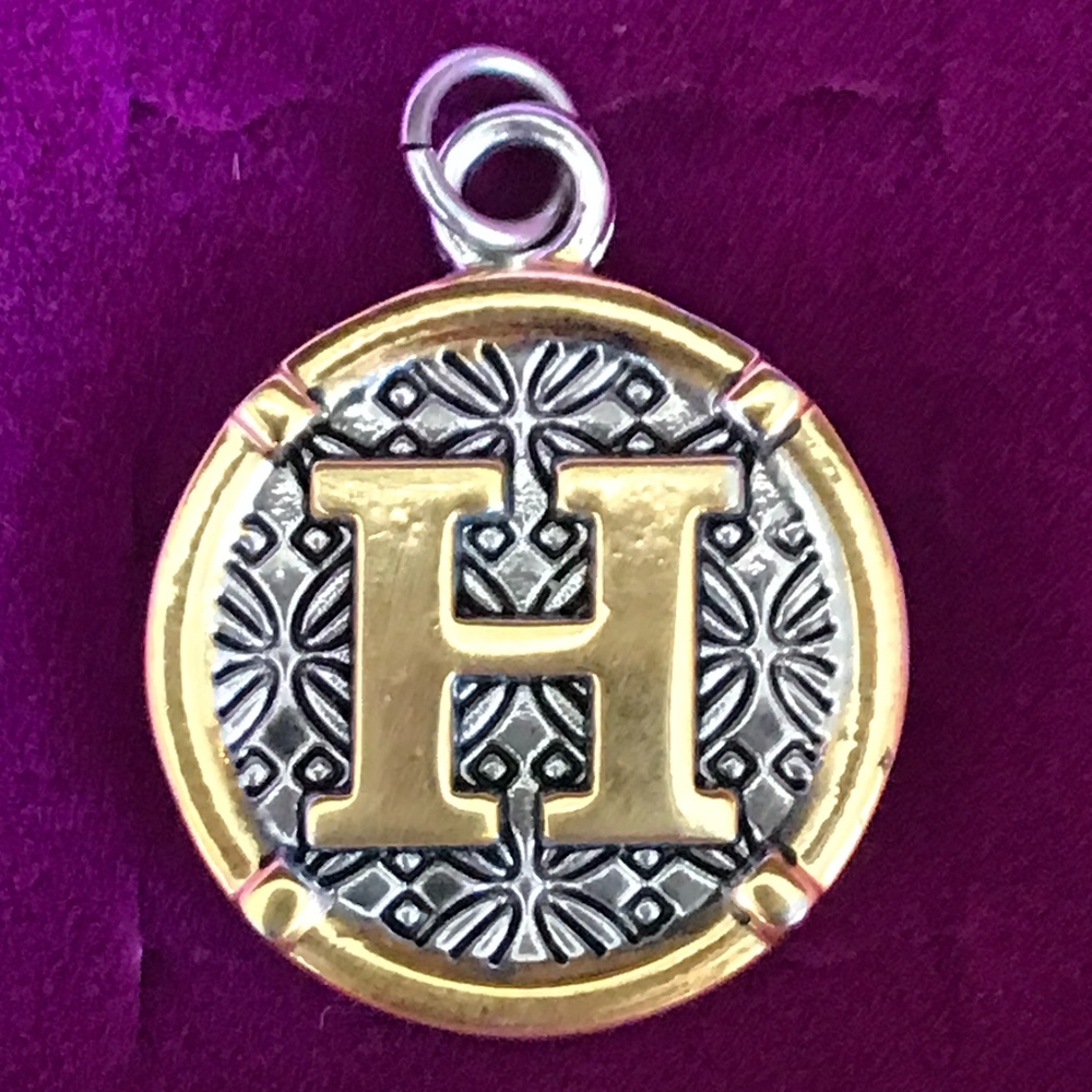 NEW!!! Two-Tone "H" Round Pendant w/saying on back