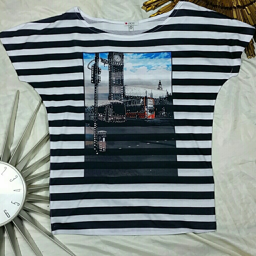Cache short sleeve women top London Big Ben sz.M