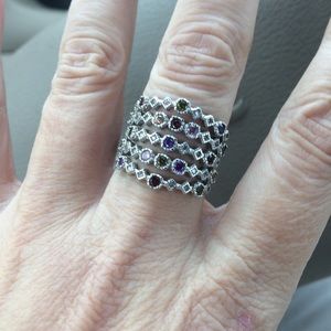 Sterling ring with multi colored sapphires