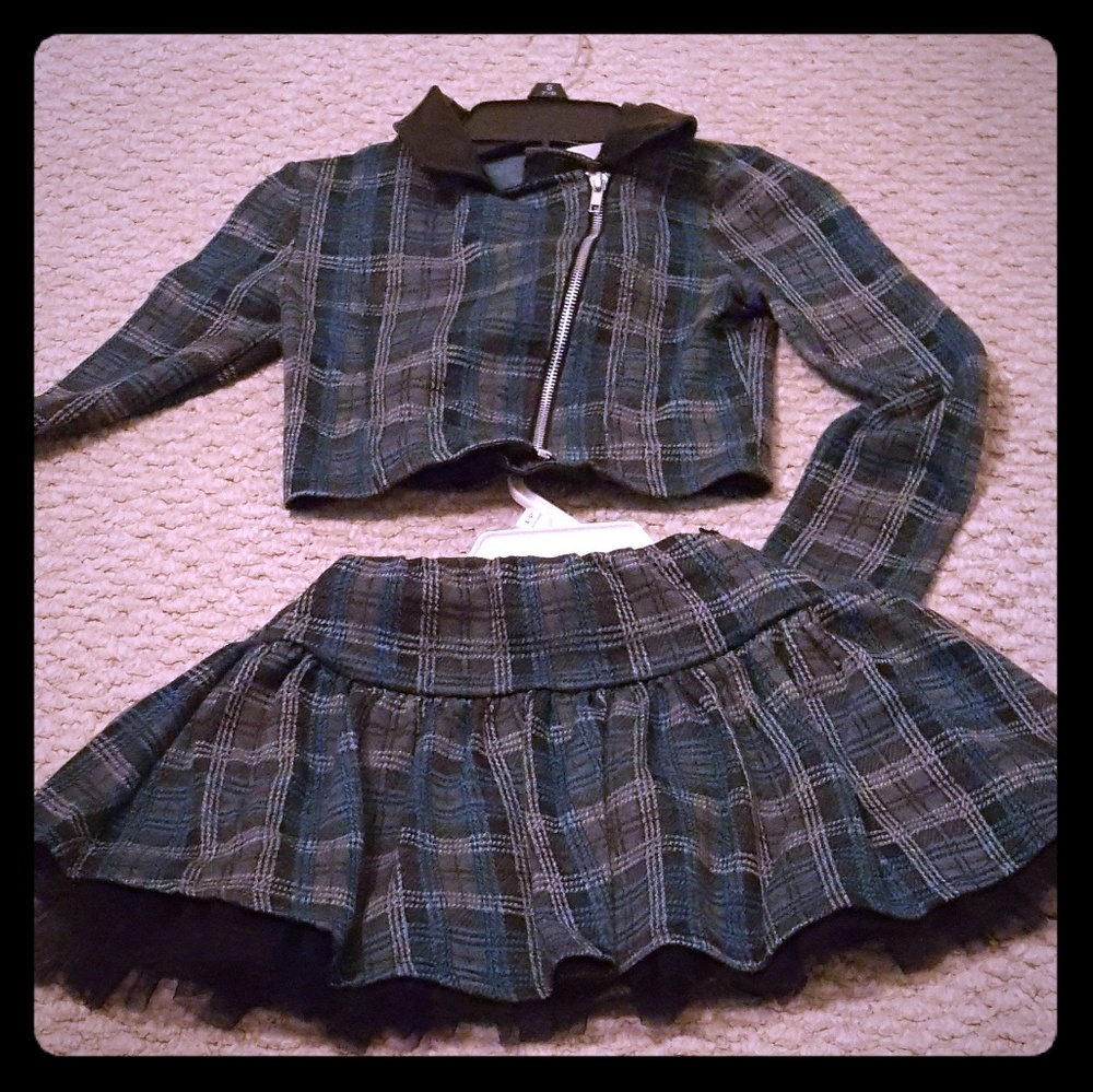 Plaid shirt and jacket set