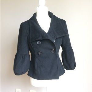 BEBE Cropped M Black Dressy Button up Coat