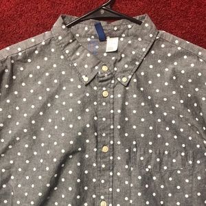 ⬇️🔥⚪️Unique Grey Men’s L Polka Dot Oxford Shirt