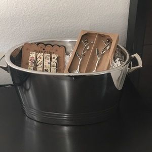 Mirrored silver bucket gift basket